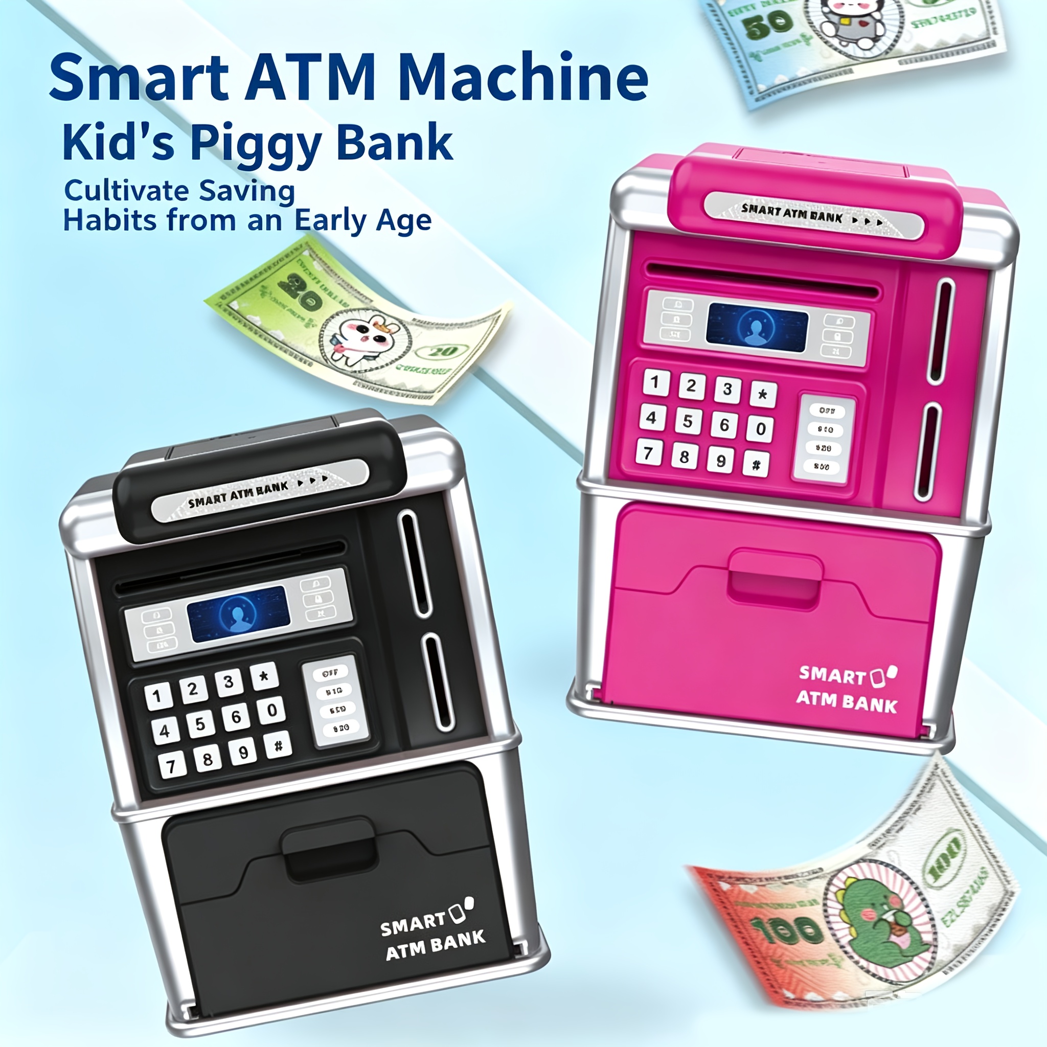 Kids Education Savings - Smart ATM Piggy Bank, Automatic Banknote