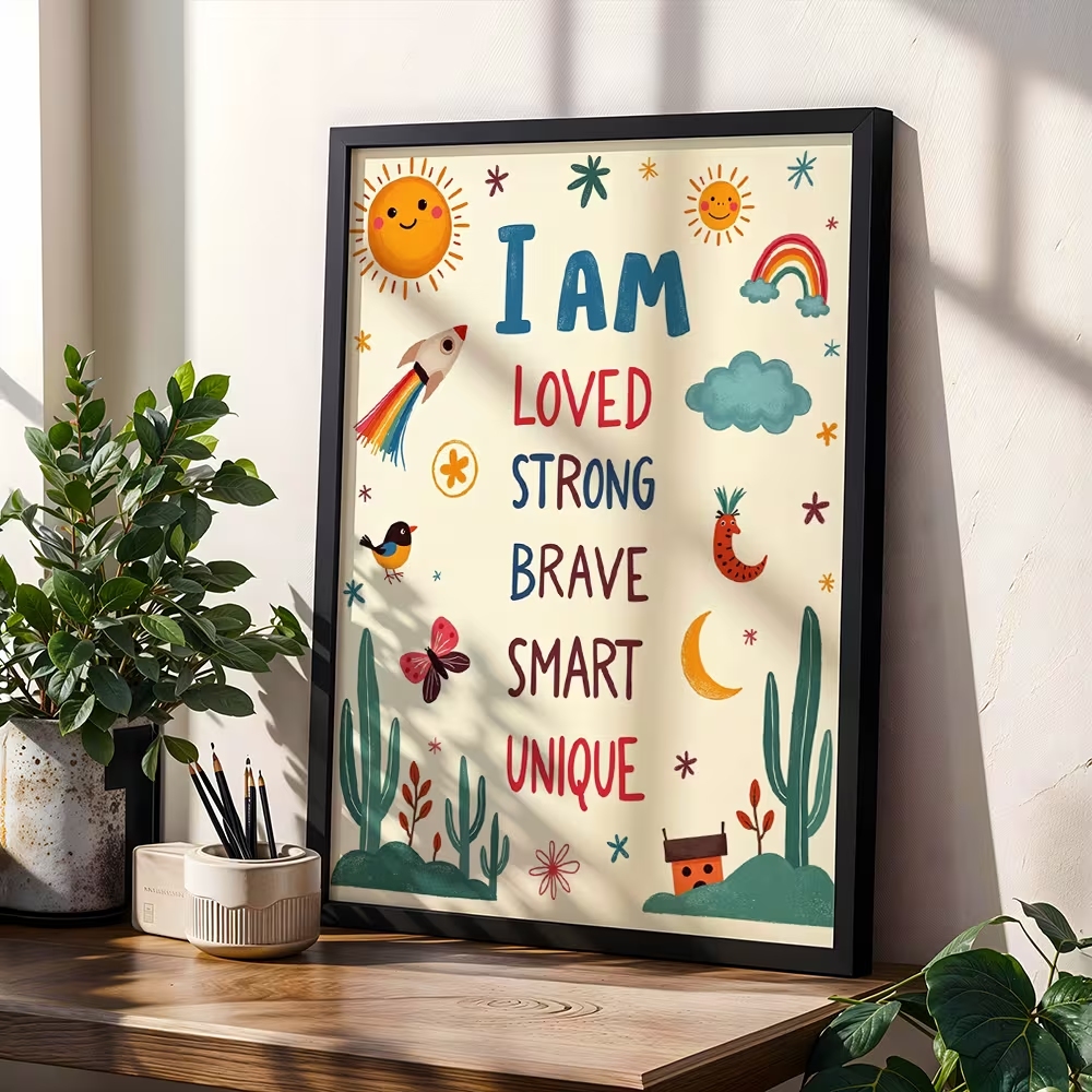 Kids Education Yes - Colorful I Am Loved Strong Brave