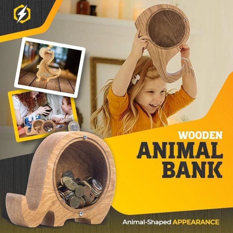 Kids Education Savings - Wooden Animal Alphabet Piggy Bank‌ -