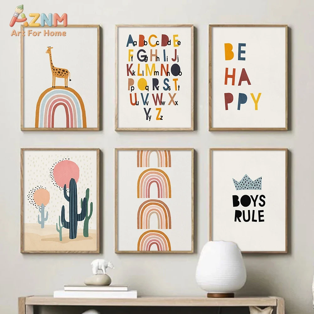 Kids Education Yes - Rainbow Alphabet Poster Educational ABC Letter
