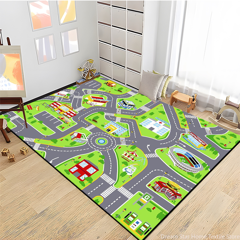 Kids Education Room - Kids Road Traffic Carpet Cartoon Car