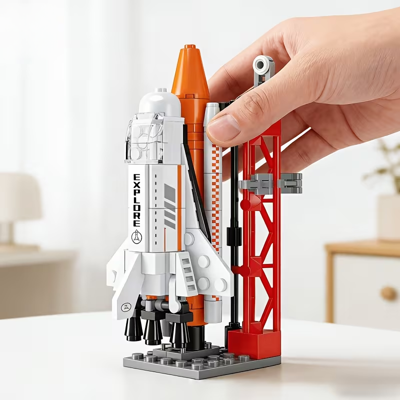 Kids Education Room - Rocket Launch Building Blocks Toy, 3-Minute