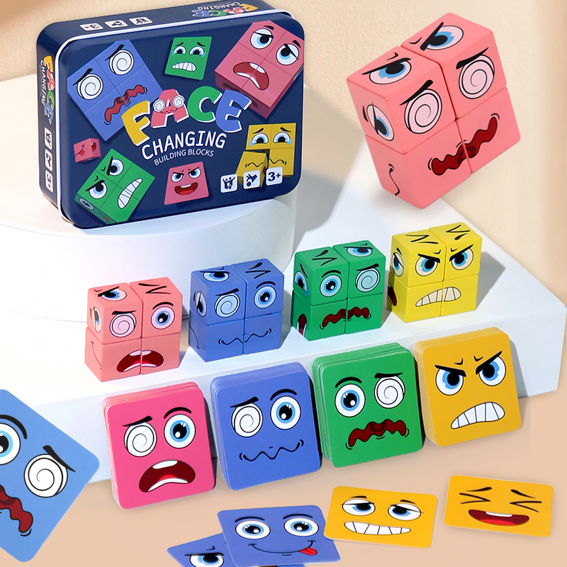 Kids Education Table - 80Pcs Face Change Expression Puzzle Cards