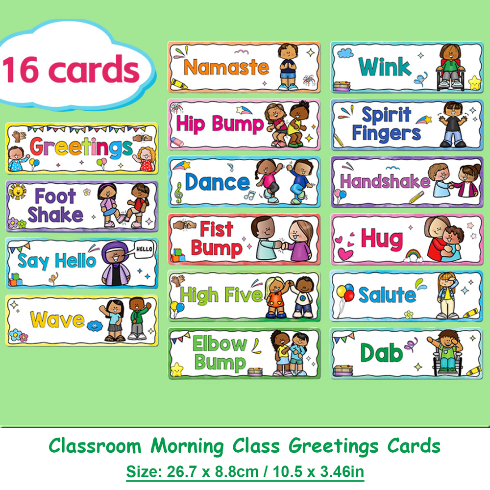 Kids Education Classes - Common Greetings Educational Cards School Morning