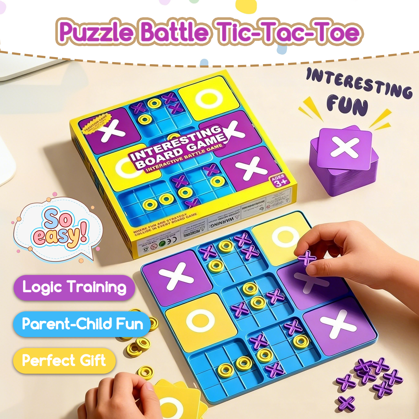 Fun Tic-Tac-Toe Board Game Kid - Kids Education Table บทวิจารณ์และราคา