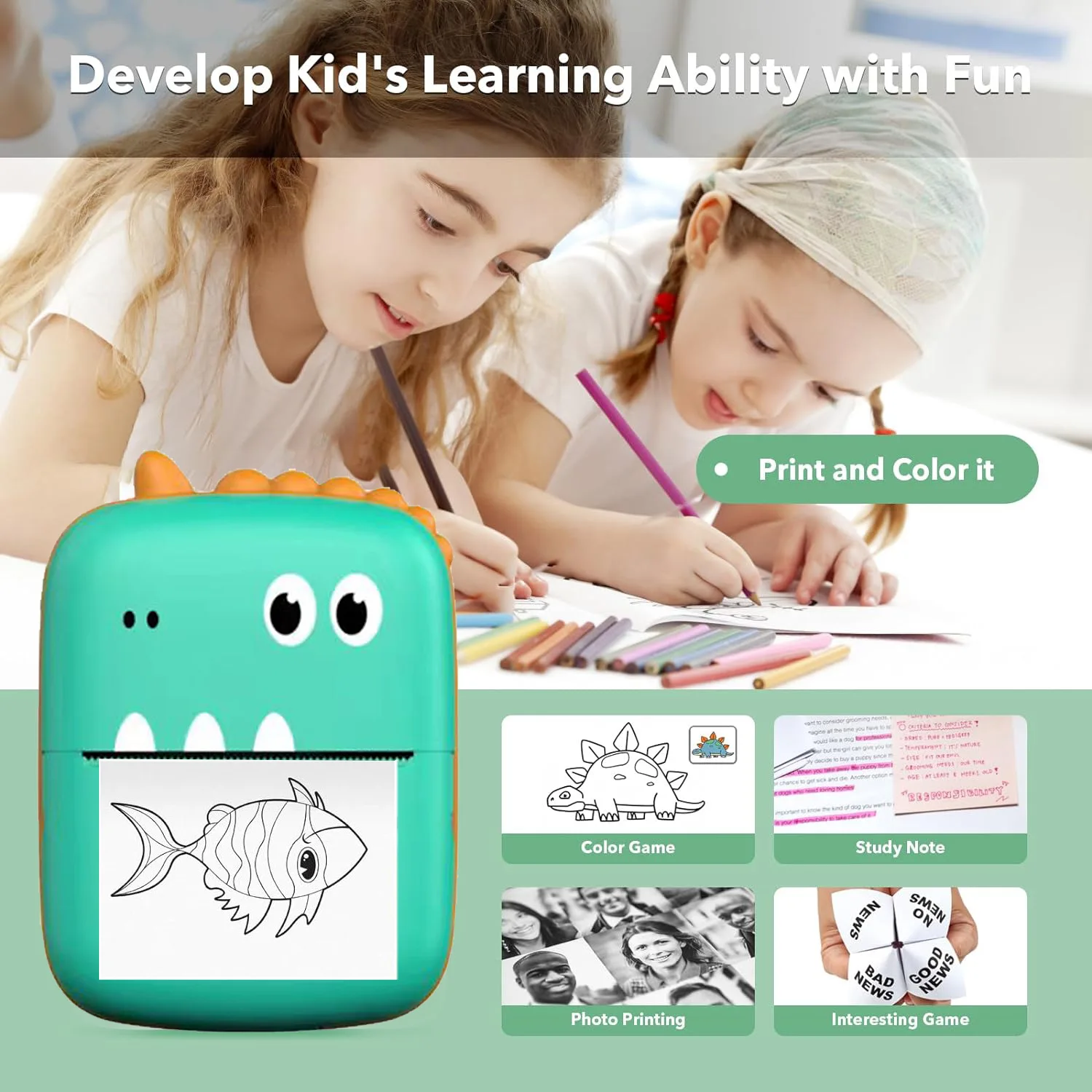 Portable Thermal Mini Photo Po - Kids Education Questions บทวิจารณ์และราคา