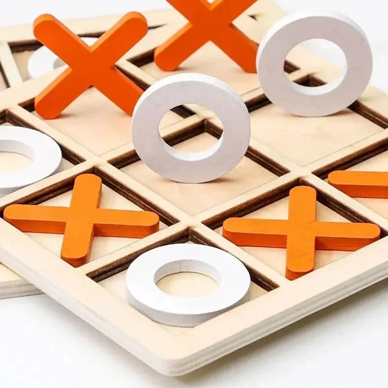 Wooden Tic Tac Toe Games Puzzl - Kids Education Table บทวิจารณ์และราคา