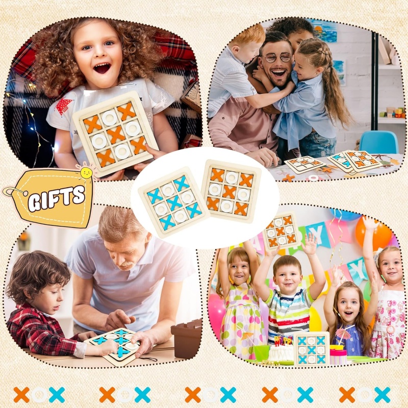 Wooden Tic Tac Toe Games Puzzl - Kids Education Table บทวิจารณ์และราคา