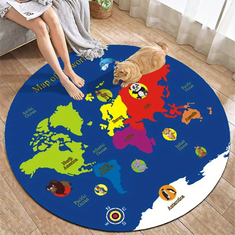 World Map Round Rug Flannel Ed - Kids Education Room บทวิจารณ์และราคา