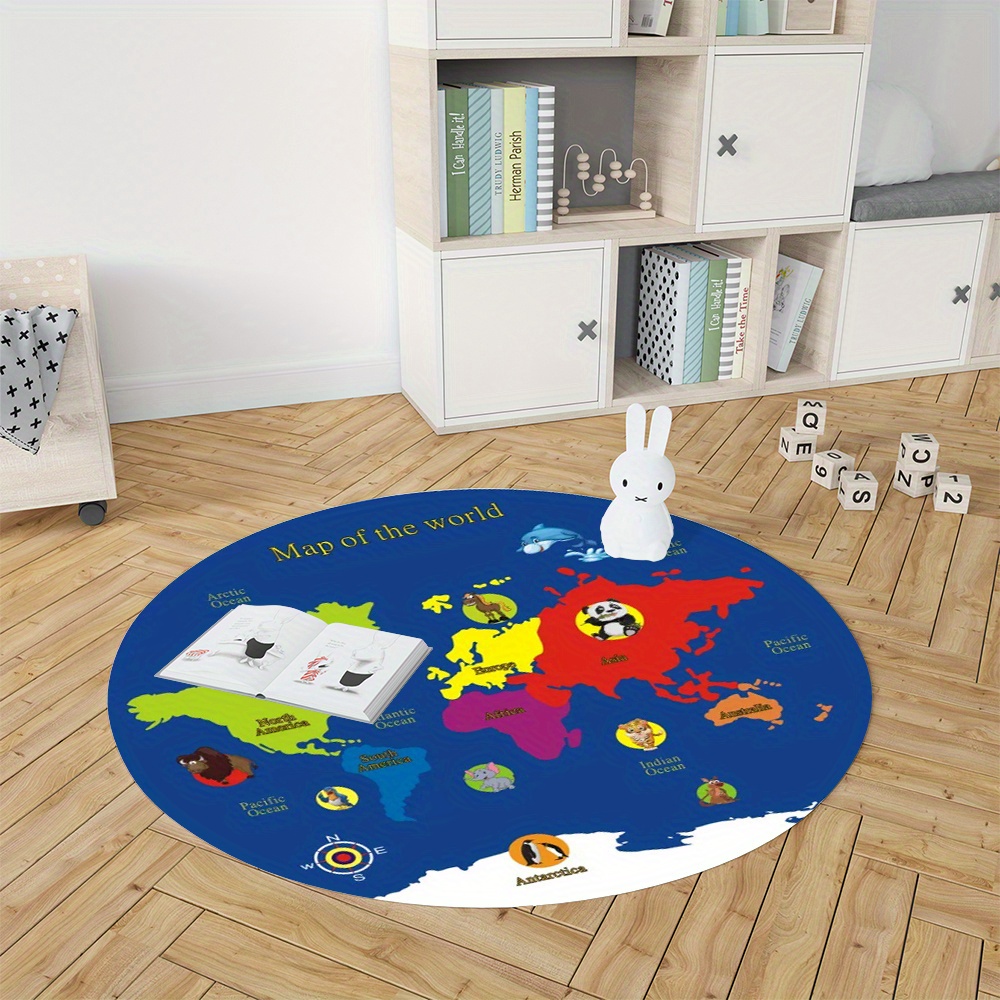 World Map Round Rug Flannel Ed - Kids Education Room บทวิจารณ์และราคา