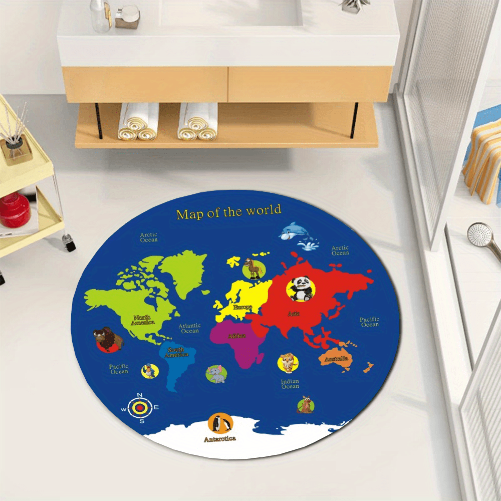 World Map Round Rug Flannel Ed - Kids Education Room บทวิจารณ์และราคา
