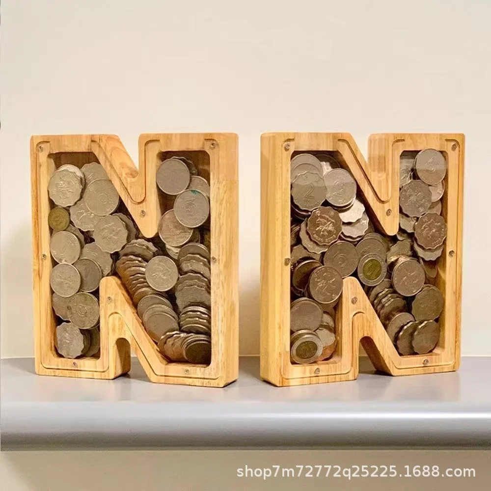 Wooden 26 Letter Alphabet Coin - Kids Education Savings บทวิจารณ์และราคา
